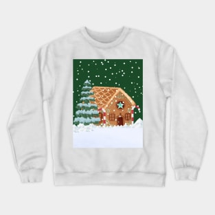 Christmas gingerbread house snowing Crewneck Sweatshirt